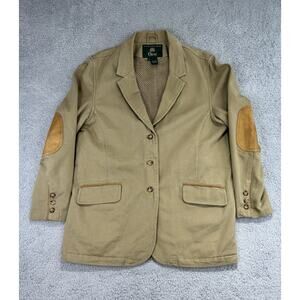Orvis Zambezi Jacket Women Large Brown Leather Elbow Patches Hunting Blazer Coat